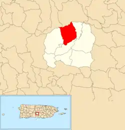 Location of Vacas within the municipality of Villalba shown in red