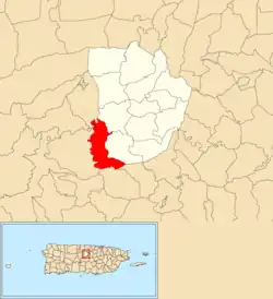 Location of Vaga within the municipality of Morovis shown in red