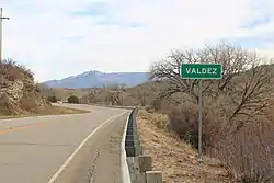 Entering Valdez from the east on Colorado State Highway 12.