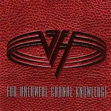 A photo of the "VH" flying-V logo embossed in metal on a leather surface