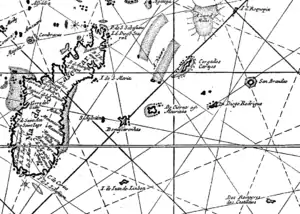 1689 map showing the Mascarene Islands