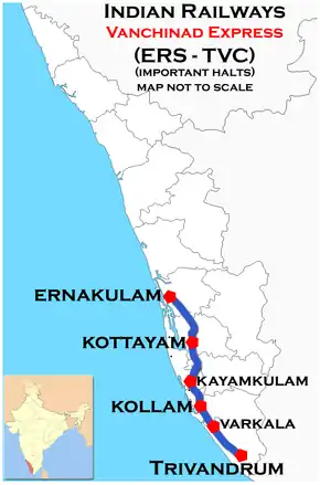 Vanchinad Express (Ernakulam – Trivandrum) route map