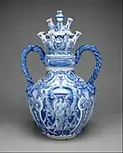 An example of Delftware; circa 1690; tin-glazed earthenware; height: 72.4 cm; Metropolitan Museum of Art