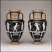 Pair of pâte-sur-pâte vases by Marc-Louis Solon, 1870