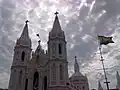 Velankanni Main Basilica and Flag during Feast