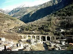 Stone viaduct with arches