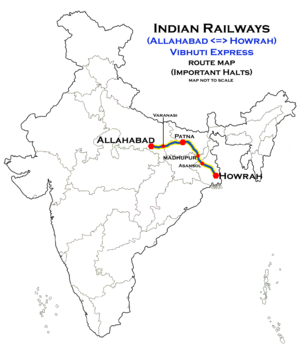 Vibhuti Express (Allahabad–Howrah) route map