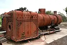 A Victorian Railways J class Belpaire firebox and boiler, in storage. A second firebox can be seen behind.