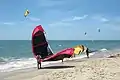 Kitesurfing on the beach