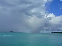 Apolima Strait with Apolima island (left) and the tip of Savai'i (right).