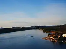 View of beach Banj and Sibenik bridge