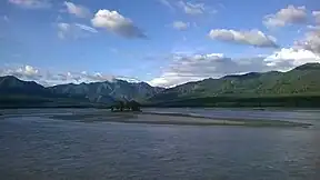 View of Purnagiri Hills at Indo-Nepal border across Sarda river in Tanakpur