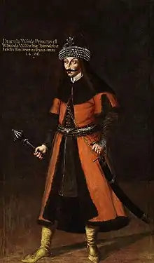 Full-size portrait of Vlad Țepeș in the "Gallery of Ancestors" of the House of Esterházy, 17th century, Forchtenstein Castle