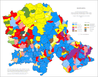 Linguistic structure of Vojvodina by settlements 1910. (present territorial organization)