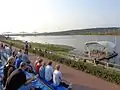 The audience utilizing the benches during the concert on the Floating Stage