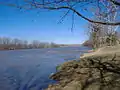 The Wabash River by Dresser's home, looking upstream