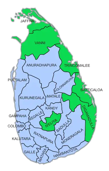 Majorities according to electoral districts