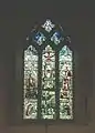 13th-century east window of the chancel of St. Laurence' parish church, with 20th-century stained glass memorial to parishioners lost in the First World War