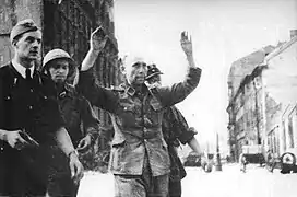 One of the German POWs captured during the fighting at the PAST building located on Zielna Street, 20 August 1944