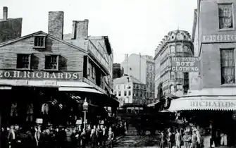 Dock Sq. and Washington St., c. 1860s