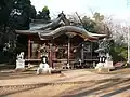 Shrine at the summit. Site of the honmaru main citadel