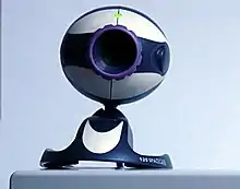 Image 8Typical low-cost webcam used with many personal computers (from History of videotelephony)