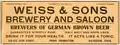 Weiss and Sons Brewery Ad, 1908 Galveston.