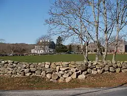 Stone wall and field scene, Westport