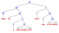 Syntax Tree for Wh-Cleft/Pseudo-Cleft sentence: "What Mary bought was a first edition"