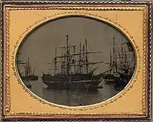 Whaling ship in Honolulu harbor, 1857