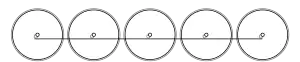 Diagram of five large driving wheels joined together by a coupling rod