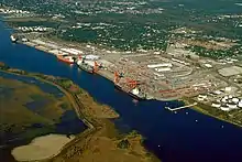 The port in Wilmington on the Cape Fear River estuary