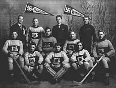 old black-and-white photo of a men's hockey team