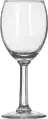 White wine glasses generally are taller and thinner than red wine glasses.