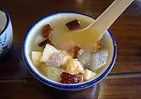 A small bowl of winter melon soup.