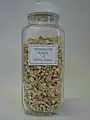 Druggist's jar containing dried roots of Withania somnifera