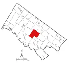 Location of Worcester Township in Montgomery County, Pennsylvania