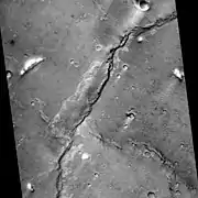 Wrinkle ridge in the Oxia Colles region of Mars