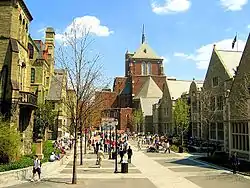 Wynn Commons in 2005. Buildings from left to right are College Hall, Irvine Auditorium, and Houston Hall.