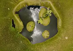 Floating islands on the Lake Aksakal in Solhan, Bingöl Province, Turkey.