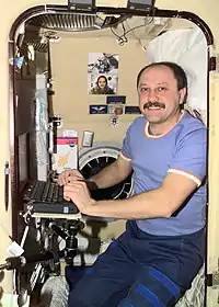 Image 63Crew quarters on Zvezda, the base ISS crew module (from Space exploration)