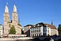 The towers and Wasserkirche with a view of the Limmat