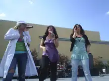 ZOEgirl at the Jump5 tour in 2005.From left to right: Chrissy, Alisa, and Kristin.