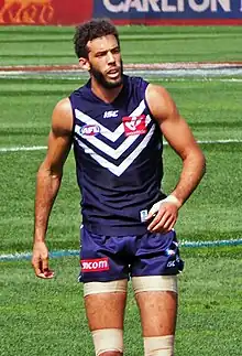 Zac Clarke in 2015 as 6 ft 8 in (203 cm) Fremantle ruck