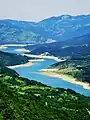 Zavoj lake (meanders of the Visocica river) seen from the Kozji kamen viewpoint.