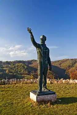 Monument to war hero Žikica Jovanović Španac at the place of his death