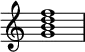 
{
\override Score.TimeSignature #'stencil = ##f
\relative c'' {
   \clef treble 
   \time 4/4
   \key c \major
   <g b d f>1
} }
