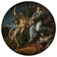  circular painting with multiple figures