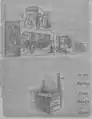 The Journal April 12, 1896 showing at the top Holmes "Murder Castle" and at bottom the trunk used by Holmes to kill the Pietzel sisters